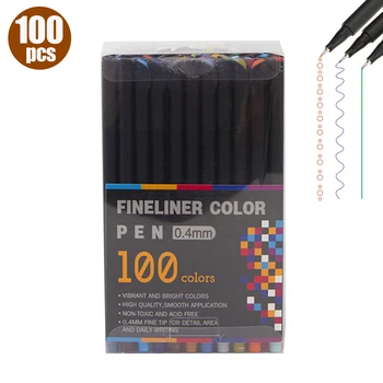 100 Svetlé Farby Fineliner Farbu Pera 0,4 mm Jemné Bod Farebné Pero Značky Nastavený na Vedomie Čerpanie Plánovač Školské potreby pre maliarov