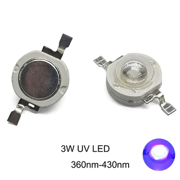 10pcs-100ks 3W, UV žiareniu, Vysoký Výkon LED Svetlo Korálky Ultra Fialová Fialová LED Čip 360nm 365nm 370nm 380nm 390nm 395nm 400 nm 405nm 430nm