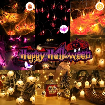 11 Štýl LED Halloween LED Reťazec Svetlá, Prenosné Tekvica Ghost Strane Lebka Hlava Svetlá, Domáce Bary, Halloween Party Dekorácie