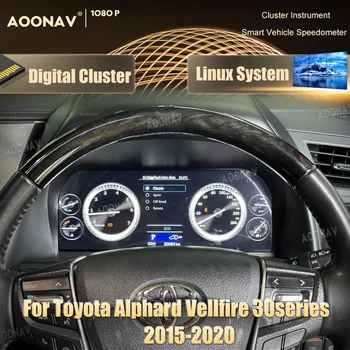 12.3 Palcový Auto Digitálne Klastra Pre Toyota Alphard Vellfire 30series 2015-2020 LCD Panel Displeja Prístrojovej dosky Tachometra