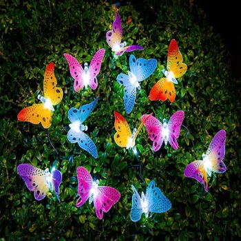 12pcs LED Solárny Motýľ Optický Víla String Svetlá Vonkajšie Solárne Záhradné Osvetlenie pre Vianočné Dovolenku Svadobné Dekorácie