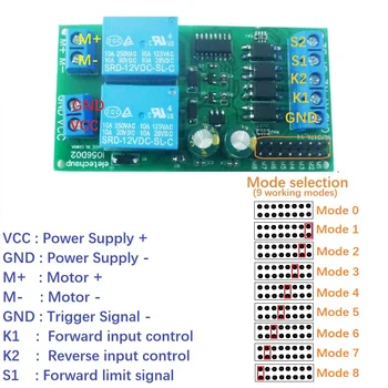 12v 24v dc motor radič relay doska vpred, vzad control limit štart stop vypínač IO56D02 tlačné elektrické opony automati