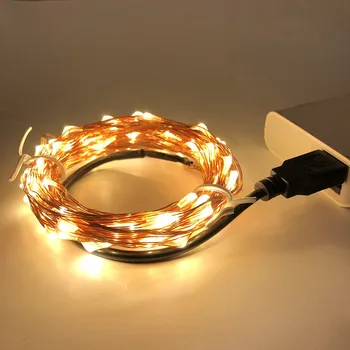 2M 5M 10 M Osvetlenie Reťaz Led Dovolenku Farebné Svetlá, Vianočné, Svadobné Dekorácie Star String Teplá Biela USB Medený Drôt Svetlo