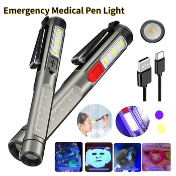 3 zdroj Svetla Hliníkový Vodotesný USB Spoplatnené LED Baterku, Silný Nabíjateľné Baterky Pero Baterka Pre lekárov