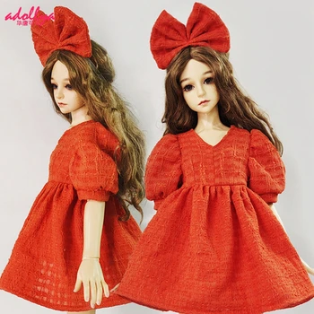 Adollya BJD Doll Oblečenie Príslušenstvo Červené Šaty, Sukne s Headdress Šaty pre Bábiky je Vhodný pre 1/3 1/4 1/6 Bábiky BJD