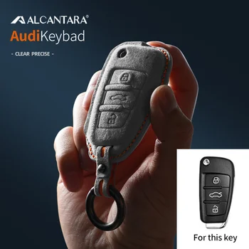 Auto Diaľkové Tlačidlo Prípade Kryt Plášťa Pre Audi A4 B9 A5 A6 8S 8W Q5 Q7 S4 S5 S7 TT TTS TFSI RS Alcantara Keycase Chrániť Fob Keyless