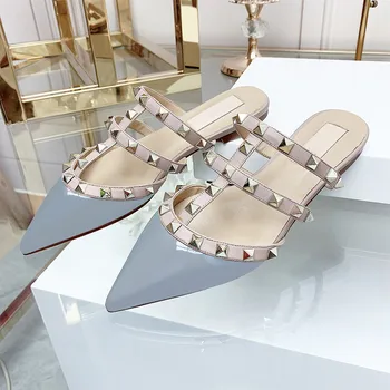 Byt Papuče Lete Roku 2023 Nové Značky Nit dámske Topánky Dizajnér Sandále Bežné Vonkajšie Kožené Pohodlné Stručné Dámske Topánky