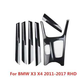 Carbon Fiber Vytlačené Auto Výstroj Panel Kryt Panel Dverí Nálepky Tvarovanie Výbava pre BMW X3 X4 2011 2012 2013 2014 2015 2016 2017 RHD