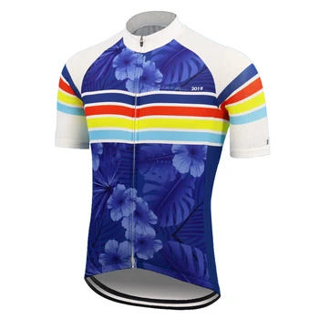 Cyklistický dres mužov krátky rukáv tím modrý bicykel oblečenie mtb jersey ropa ciclismo triatlon cyklistické oblečenie
