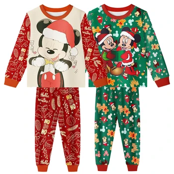 Deti Vianočné Oblečenie, Pyžamá Cartoon Mickey Mouse, Minnie Mouse Pajama Nastaviť Chlapci Dievčatá Kawaii Pijamas Felpa Sleepwear 2-8y
