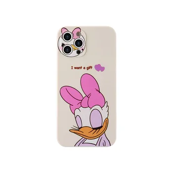 Donald Duck Daisy Disney Pár Telefón puzdro pre iPhone 6s 7 8p 11 12 13 ProMax 14 Plus Cartoon Anti-Jeseň Tenké TPU Celý Zadný Kryt