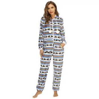 Dospelých Modrá Flanelové Tlač Pijama Pyžamo Ženy Cosplay Kugurumi Pyžamo Vianoce S Kapucňou Onesies Sleepwear