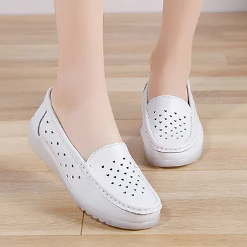 Dámske topánky Sestra topánky soft-soled biela 2021 jar a v lete s plochým dnom sklon náklon priedušná pohodlné jednej topánky