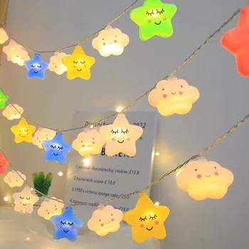 Farebné Hviezdy Cloud Víla LED Svetlo String Vlkovcový Garland na Narodeninovej Party Spálne Dekorácie Vianočné Svadba Vonkajšie Lampy