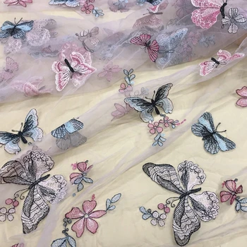 Farebné Motýle Tylu Čipky Textílie Víla Výšivky Oka Textílie Pre DIY Šitie Detské Letné Šaty Sukne Záclony