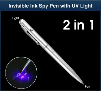 Fun Pen 2-v-1 Neviditeľné UV Žiariace Pero, Atrament Magic Bezpečné Rukopisu Tajné Špionážne Pero s UV Nové Kreatívne Plastové Guľôčkové Pero