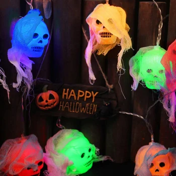 Halloweens Dekor Svetelné Svetelné Led Ghost Prívesky Závesy Multicolor String Svetla Batérie na Dvore Strom Garden Party