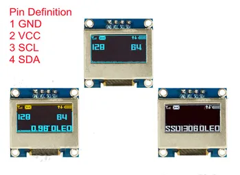 IPS 0.96 palcový 4PIN Modrá/Biela/Žltá Modrá OLED Displeja Modul S Tienenie Kryt SSD1306 Jednotky IC I2C Interface 128*64 3.3 V