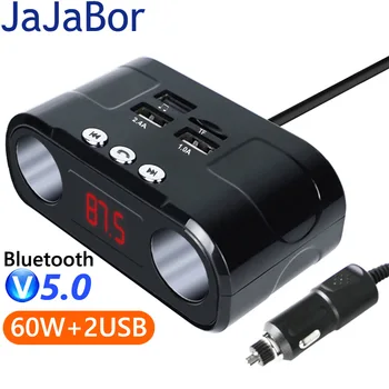 JaJaBor FM TF Karty U Disk, MP3 Prehrávač, 2 Zásuvky pre zapaĺovač Rozbočovač USB Nabíjačka do Auta Handsfree Bluetooth Súprava do Auta