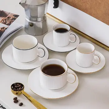 Keramické zlato vodič čierny vodič šálku kávy Európskej osnovy v gold káva set hrnček s tanier šálku čaju s táckou