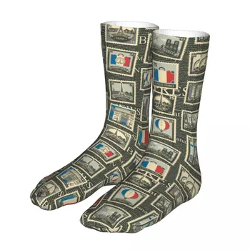 Kompresia Retro Francúzsko Paríž Pečiatky Žena Ponožky 2022 Mužov Francúzsky Orientačné Mapy, Vlajky Bicykli Ponožka