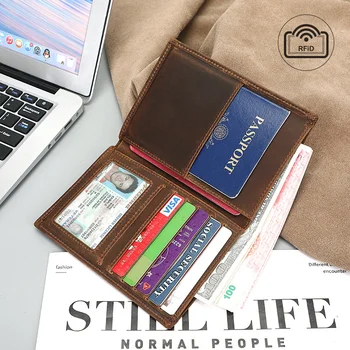 kožené pas taška, crazy horse kožené multi-funkcia multi karty peňaženky, certifikát taška, letenka vrecku, zmena