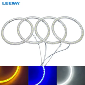 LEEWA 4X106mm Auto LED Halo Krúžky Angel Eyes DRL Vedúci svetlo Pre BMW E46 Coupe 2D (04+)/E46 Cabrio/Z3 Biela/Modrá/Žltá #CA4756