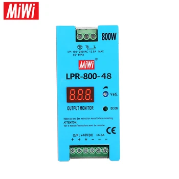 LPR-800-48 Jediný Výstupný Smps AC Na DC Digitálny Displej DIN lištu LED Prepnutie Napájania Záťaže Ochrany