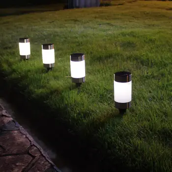 LumiParty 2ks Solárne LED Trávnik Svetlo Vonkajšie úsporná Žiarivka Nepremokavé Valcové Lampa Garden Krajiny Svetelné Dekorácie
