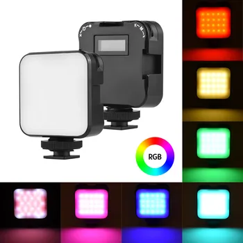 Mini 360° Plné Farby Výplne Žiarovka 6W 2500-9000K RGB LED Video Svetlo CRI95+ s OLED Displejom pre Vlog Live Stream Osvetlenie