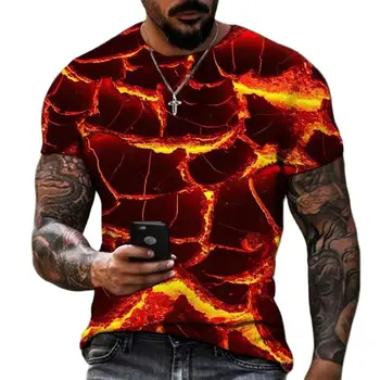 Moda Pedra Crack Impressão 3D Camisetas dos homens Verão Poliéster Tripulação Pescoço Solto Manga Curta Unisex Camiseta Bežné T