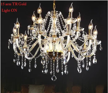 Moderné K9 crystal chandelierLustres de Cristais strop e14 zlato/striebro sviečka pre obývacia izba lustre domov svietidlá