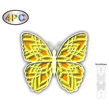 Nové 3d Butterfly Multi-layer Rezanie Kovov Die Zápisník Pečiatky/album Reliéfna Výzdoba Diy Papier Karty
