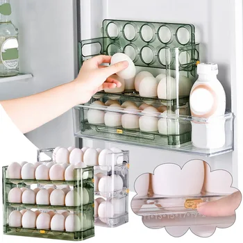 Nové Vajíčko Chladnička Úložný Box Môže Byť Reverzibilné Tri Vrstvy 30 Vajec Kartónov Domácej Kuchyni Vajcia Zásobník Multi-layer Vajcia Rack