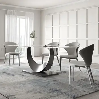 Nový taliansky Mramor Jedálenský Stôl Veľkosť Bytu Svetlo Luxusné Moderné High-end Obdĺžnikový Kreatívny Dizajnér Kuchynský Stôl