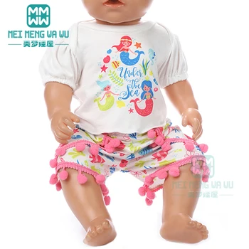 Oblečenie pre bábiku fit 43 cm hračka novorodenca bábika príslušenstvo fashion T-shirt + loptu šortky