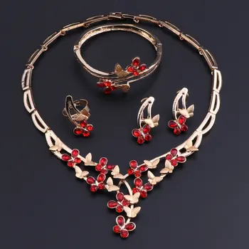 OEOEOS Módne turecké Ženy Šaty Dizajn, Šperky, Red Crystal Náhrdelník Krúžok Svadobné Afriky Nevesta Svadobné Party Šperky Sady