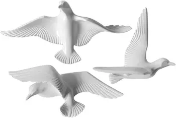 Pack 3 Námorných 3D Živice Závesné Lietanie Seagull Vták Stenu Doska Sochy