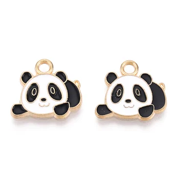 Pandahall 100ks Čierna Panda Zliatiny Smalt Prívesky S Otvorom Svetlo Zlatá Farba Kovové Prívesky Pre Náhrdelník Šperky Robiť Darček