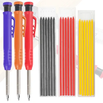 Pevné Tesár Ceruzka Súbor Drevoobrábacích Nástrojov, Mechanické Ceruzky, 3 Farby Náplň Stavebné Práce Tesárske Označenie