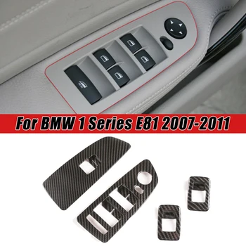 Pre BMW 1 Series E81 2007-2011 4PCS Uhlíkových Vlákien ABS Auto Okno Výťah Prepnúť Tlačidlo Výbava Interiéru Vozidla Líšt