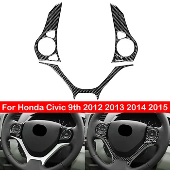 Pre Honda Civic 9. 2012 2013 2014 2015 3KS Reálne Uhlíkových Vlákien Volantu, Trim Kryt Auto Styling Nálepky, Auto Príslušenstvo