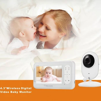 Prenosné Bezdrôtové Digitálne Audio-Video Baby Monitor 4.3 palcový LCD Rádio Opatrovateľka Hudby IČ 24h Fotoaparát Intercom Walkie Talkie Opatrovateľky