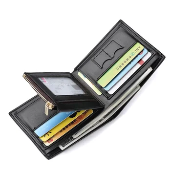 Pánske PU Kožené Peňaženky Business Multi-Card Peňaženka na Zips na Mince Peňaženku, Kreditné Karty, Držiak na Dva-krát Bežné Pure Color Krátke Peňaženky