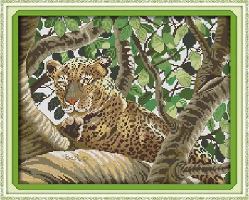 Radosť nedeľu zvierat štýl Leopard voľne žijúcich živočíchov cross stitch vzory needlepoint súpravy pre domáce ozdoby