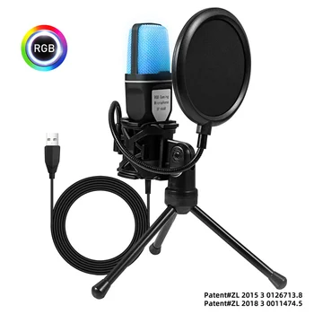 RGB sedem-farba svetla mikrofón s prúdom pripojiť USB počítača, video hry, SF-666R mikrofón