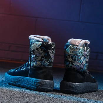 Sneh topánky Čínsky zime teplé vysoký vrchol topánky Hrubé bavlna, topánky kamufláž topánky pivónia vytlačené platformu pánske topánky