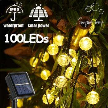 Solárne String Svetlá Vonkajšie 100 LED Crystal Svete Ľahké Nepremokavé Solárne Vlkovcový Rozprávkových Svetiel pre Záhradné Vianočné Party Decor
