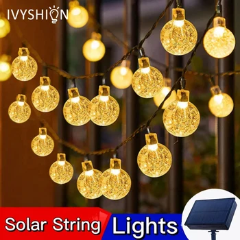 Solárne String Svetlá Vonkajšie Vodotesný Led Crystal Svete Svetlo S 8 Režimov Solárny Terasa Svetlo Pre Záhradné Vianočný Dekor