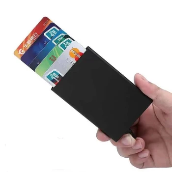 Unisex Slim Rfid Smart Peňaženky Kovový Držiak Karty Kabelku Muži Ženy Banka ID Úverové Tašky Minimalistický Farbou Nové Vallet Peňaženky